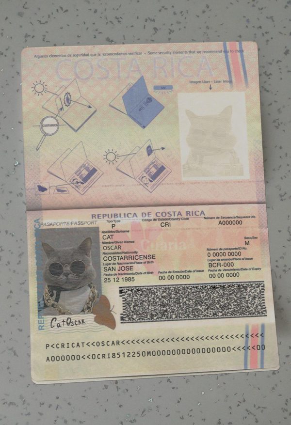 Costa Rica Passport Template