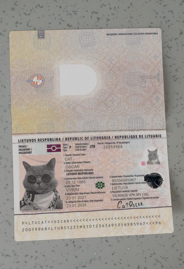 Lithuania Passport Template