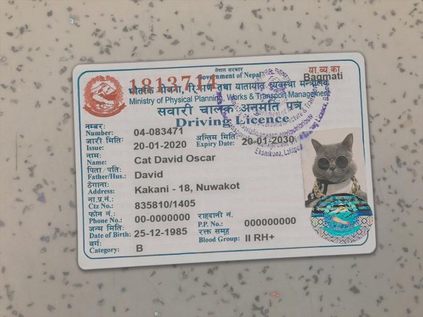 Nepal Driver License Template